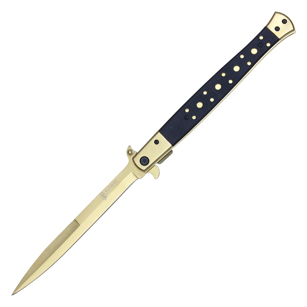 12.5" "BIG BOY STILETTO" GOLD W/ BLACK HANDLE 18GD