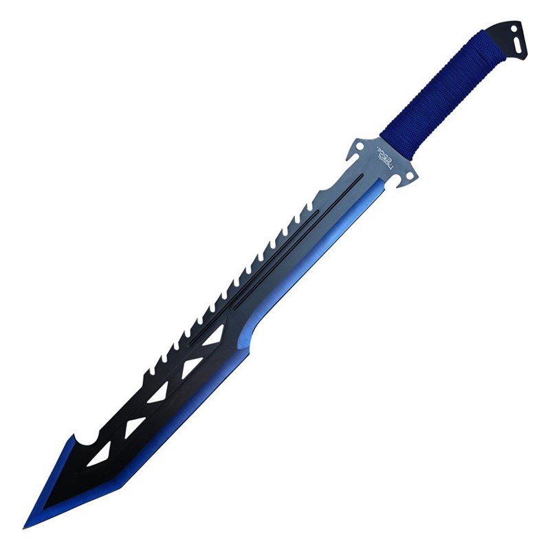 26" BLUE MACHETE W/ SAWTEETH & SHEATH 103BL
