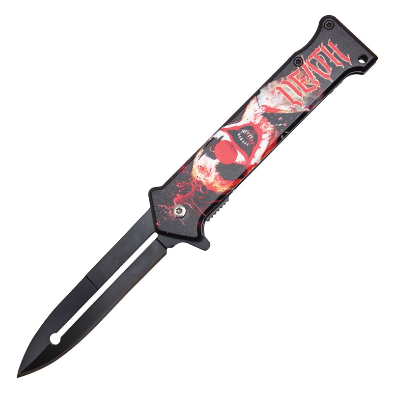 8" "DEATH" CLOWN POCKET KNIFE 1CF