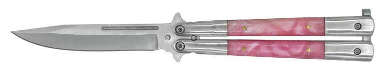 9" BUTTERFLY KNIFE W/ 4" BLADE & PINK MARBLE HANDLE BK4PK