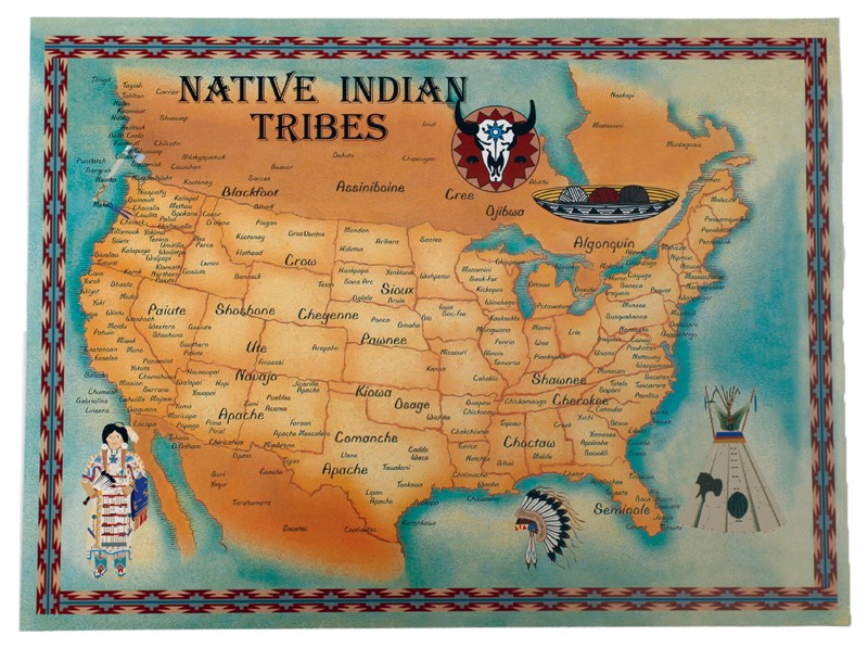 8.25" x 11" SM. NATIVE INDIAN TRIBES MAP MAP-SM